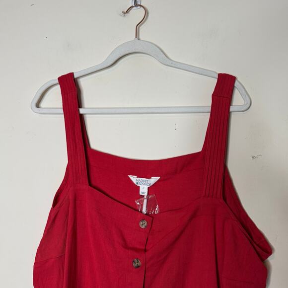Market & Spruce Women Button Front Tank Top Red Stretch Rayon NWT Size 1X - Picture 3 of 8